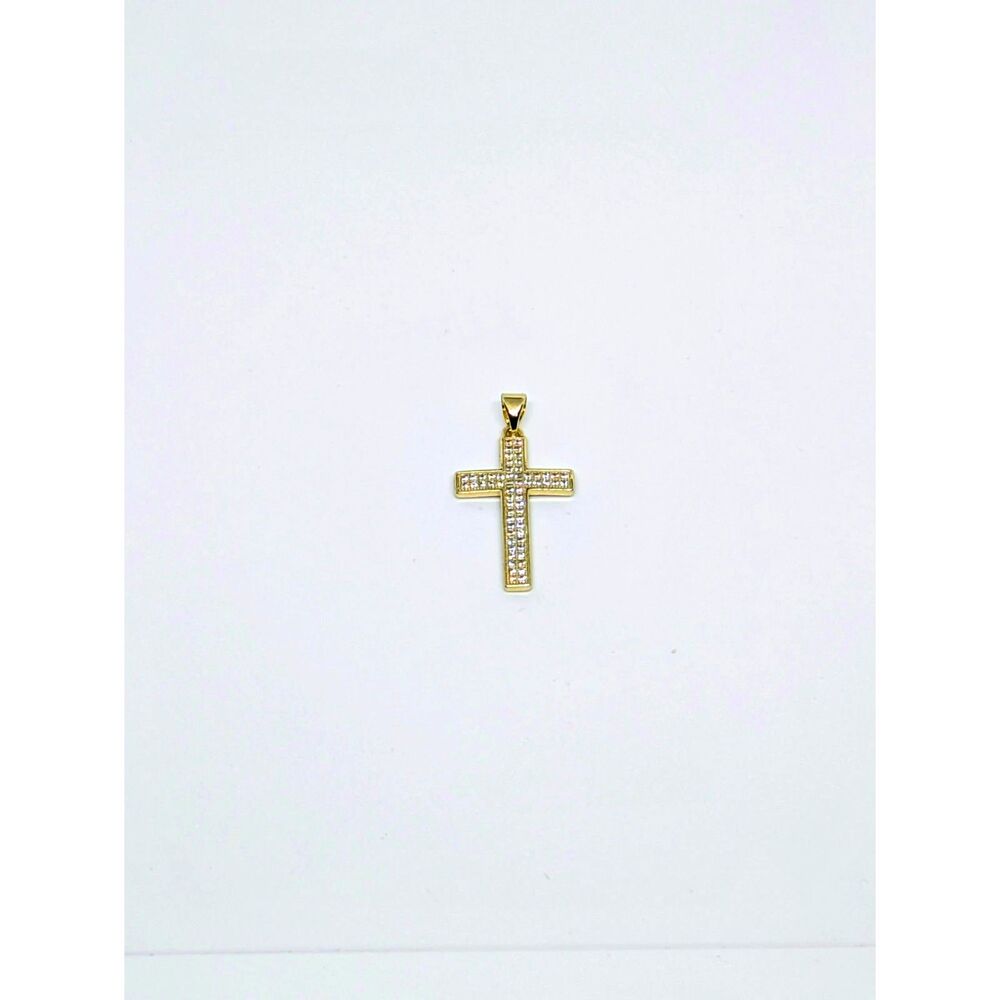 Mens New micro pave 14K Gold Filled iced out cz Cross Pendant (Unisex) - Picture 3 of 4